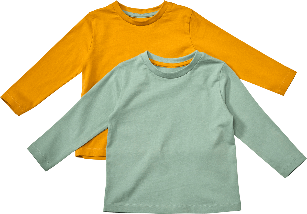 Langarmshirts, grün + gelb, Gr. 104, 2 St