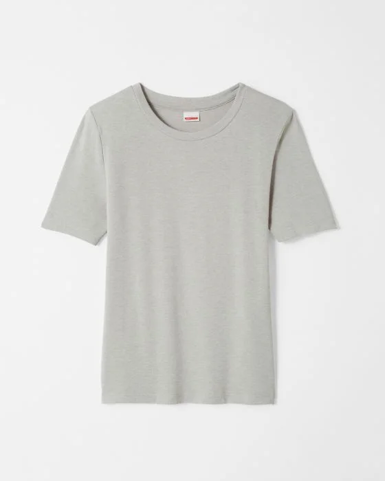 T-shirt col rond fine côte, manches courtes Thermolactyl