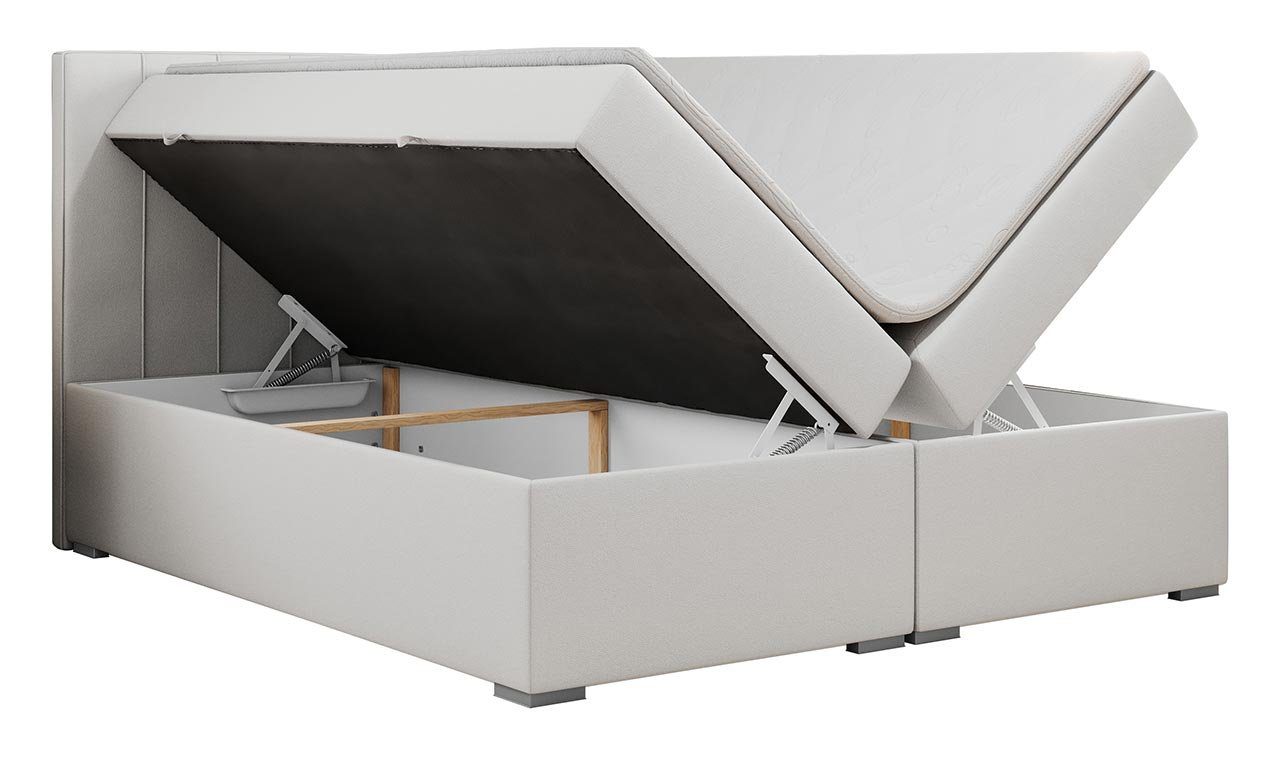 MKS MÖBEL Boxspringbett ALLY, Doppelbett mit Multipocket-Matratze, Praktisch Polsterbett