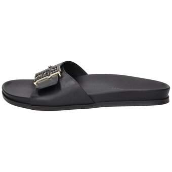 Tommy Hilfiger TH Hardware Leather Flat Sanda in schwarz