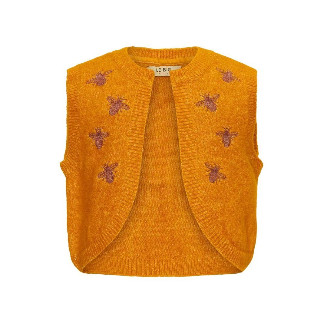 suebidou Strickweste Weiche Weste in Spice mit funkelnden Bienenstickereien für Mädchen