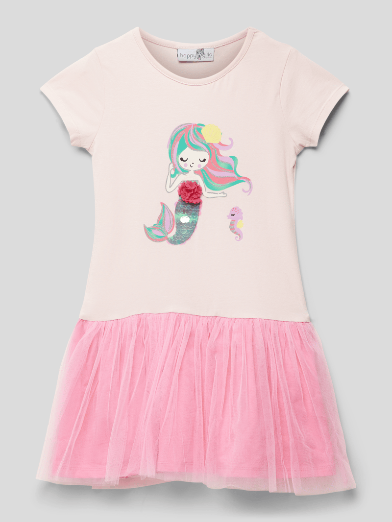Minikleid mit Motiv-Print in hellrosa