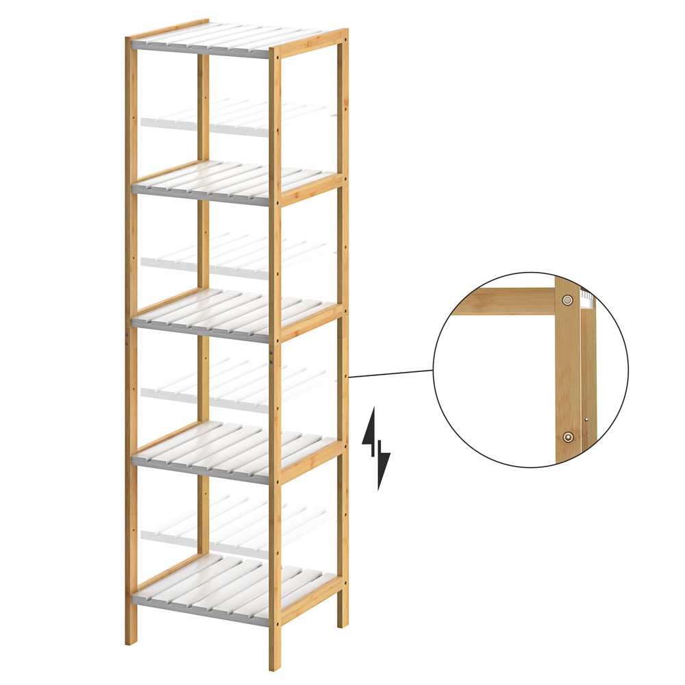 Casaria Standregal Bambus Weiß 140x33x34cm
