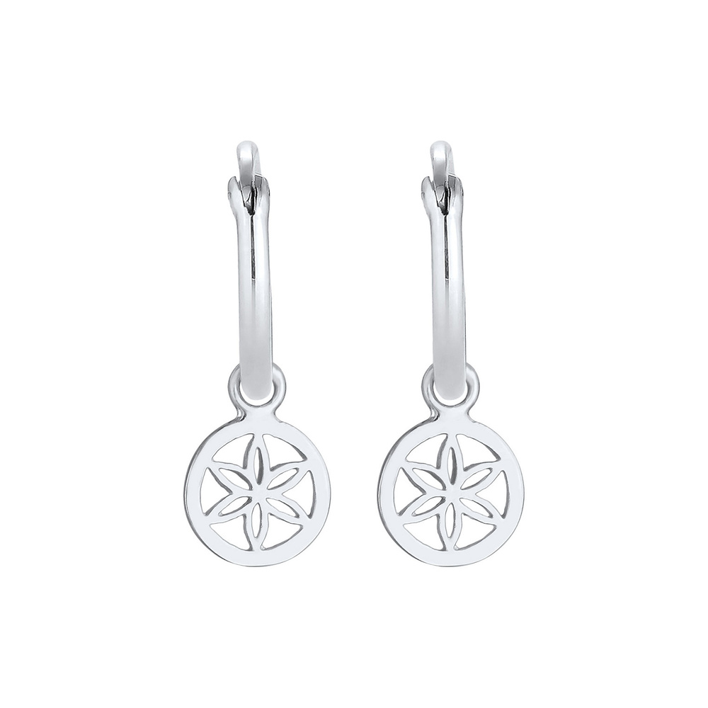 Elli Elli Boucles d'Oreilles Pendentif ornement créole femme fleur filigrane en argent Boucles d'oreilles