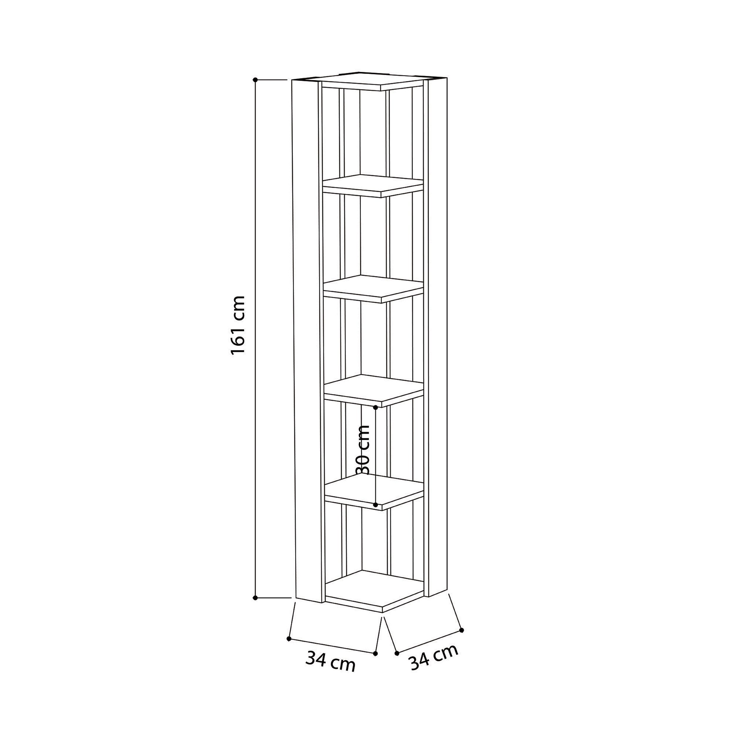 Decortie Eckregal Nati, Eck-Bücherregal, 34 x 34 x 161 cm