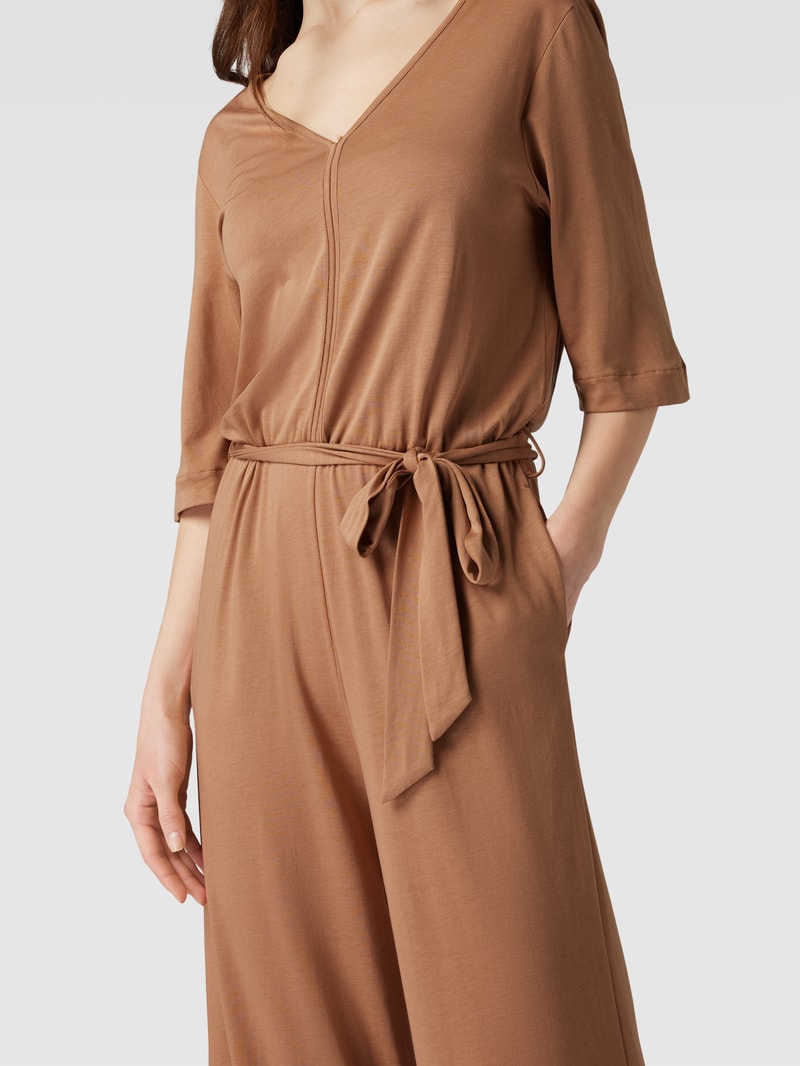 Jumpsuit mit V-Ausschnitt Modell 'NAILAA' in mittelbraun