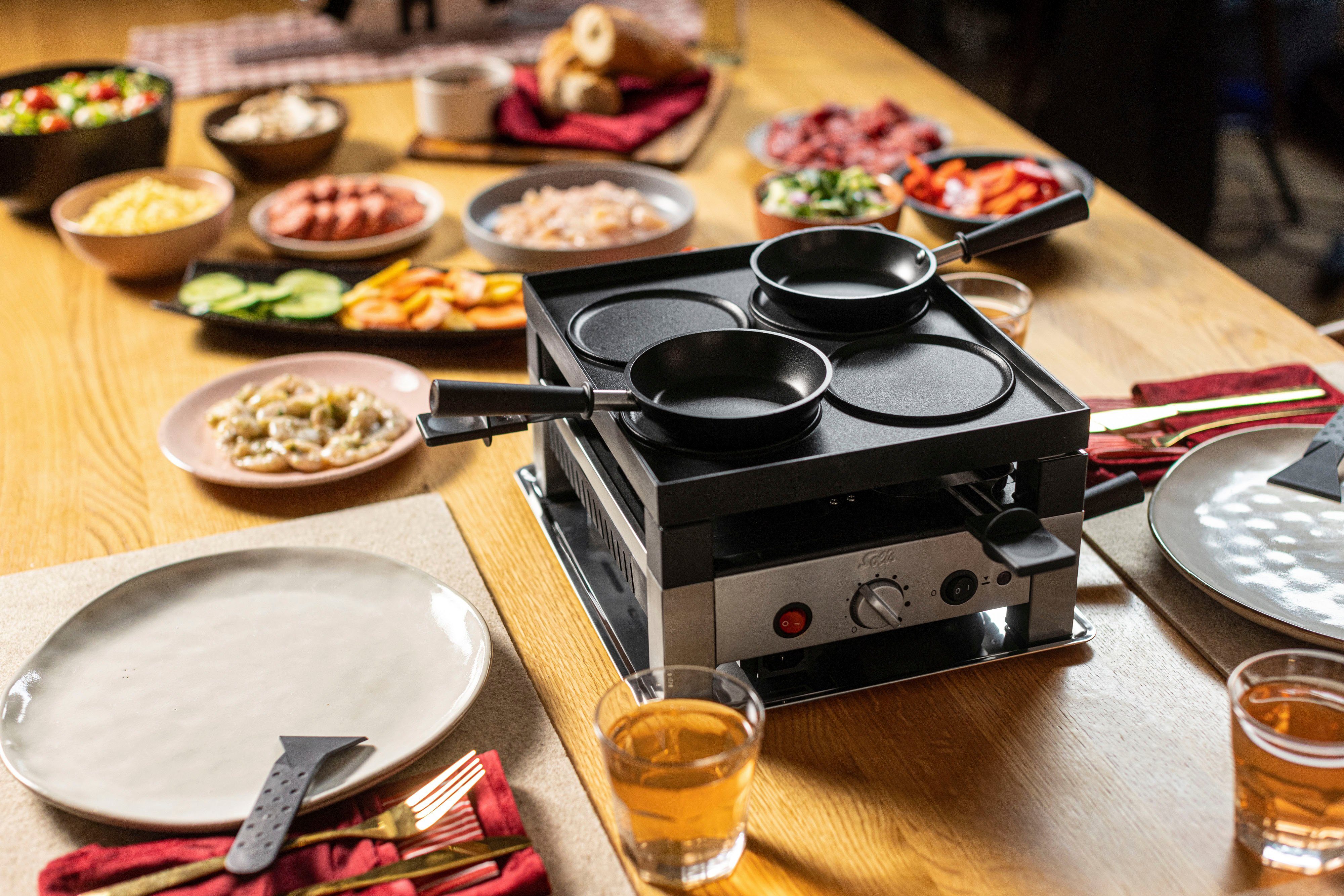SOLIS OF SWITZERLAND Raclette 5 in 1 Table Grill for 4, 4 Raclettepfännchen, 1020 W