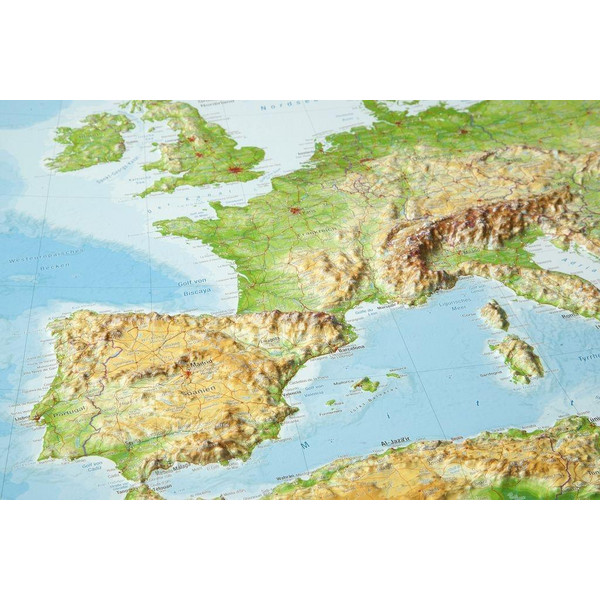 Reliefkarte Europa Gross 1 : 8.000.000 mit Rahmen - Karte