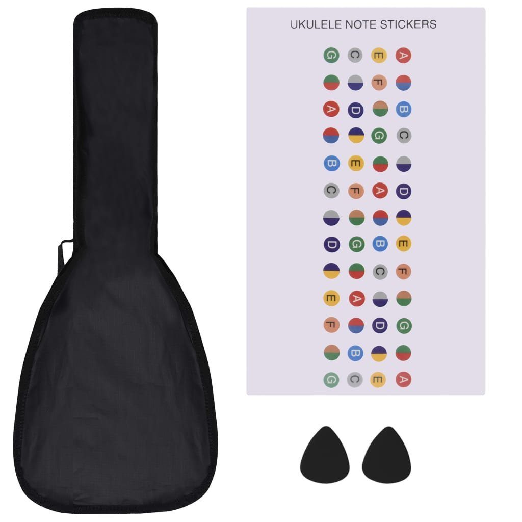 vidaXL Ukulele Sopran-Ukulele-Set mit Tasche für Kinder Schwarz 21