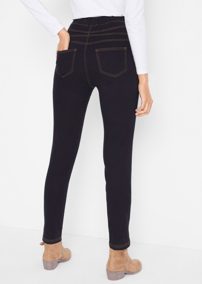 High Waist Jeggings aus leichter, elastischer Thermoqualität mit Bequembund