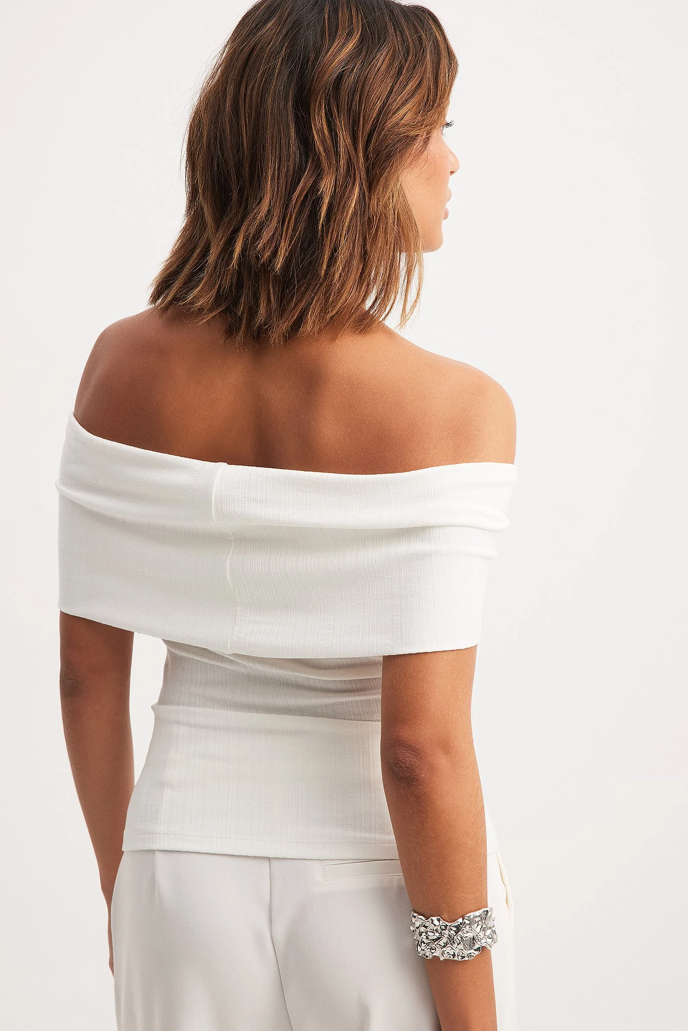 Geripptes Off-Shoulder-Top