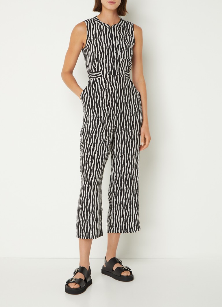 Whistles  Josie mouwloze straight fit jumpsuit met print