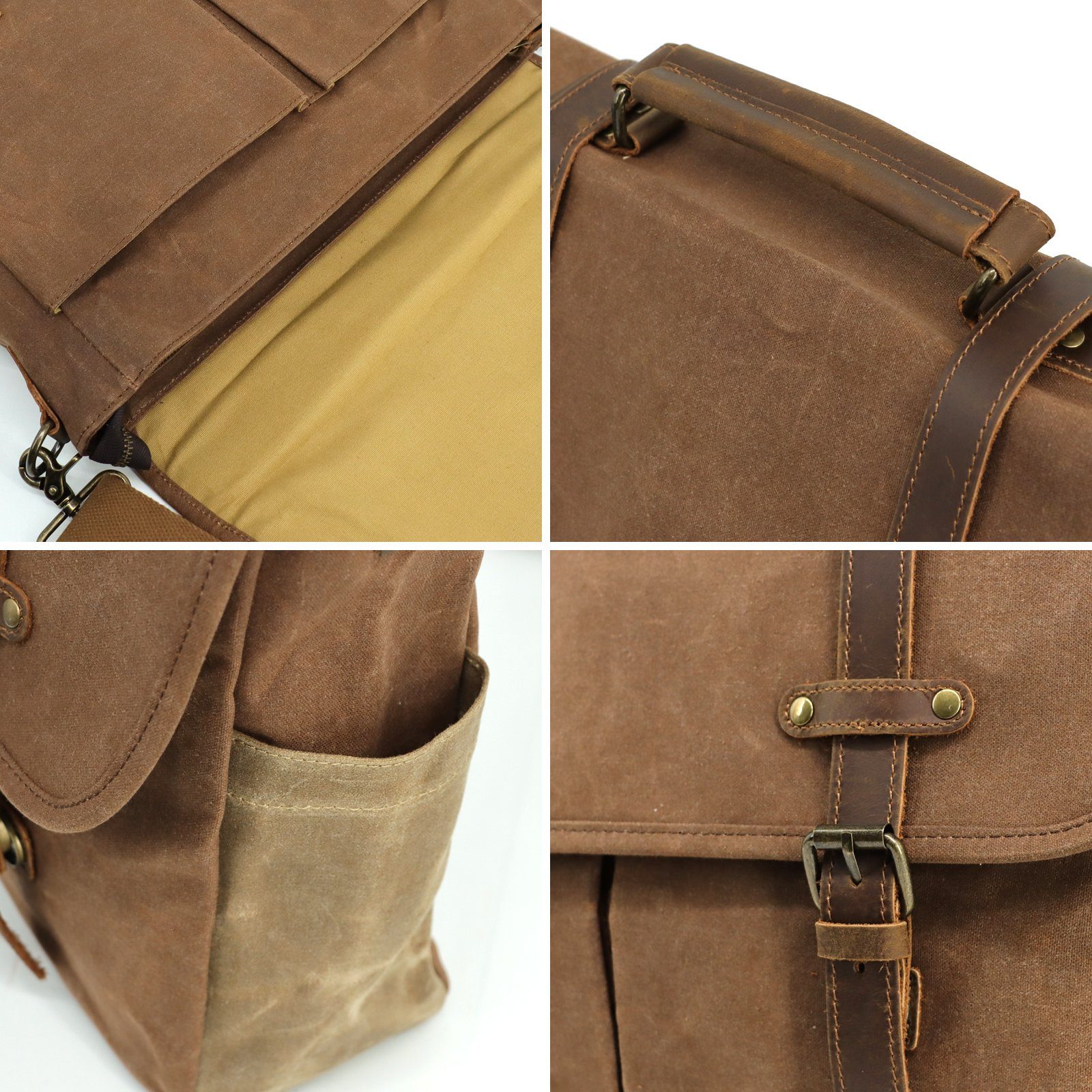 TAN.TOMI Aktentasche Aktentasche mit Schultergurt,Aktentasche Herren Leder, Business Tasche mit Tragegriff, Arbeitstasche mit Laptopfach