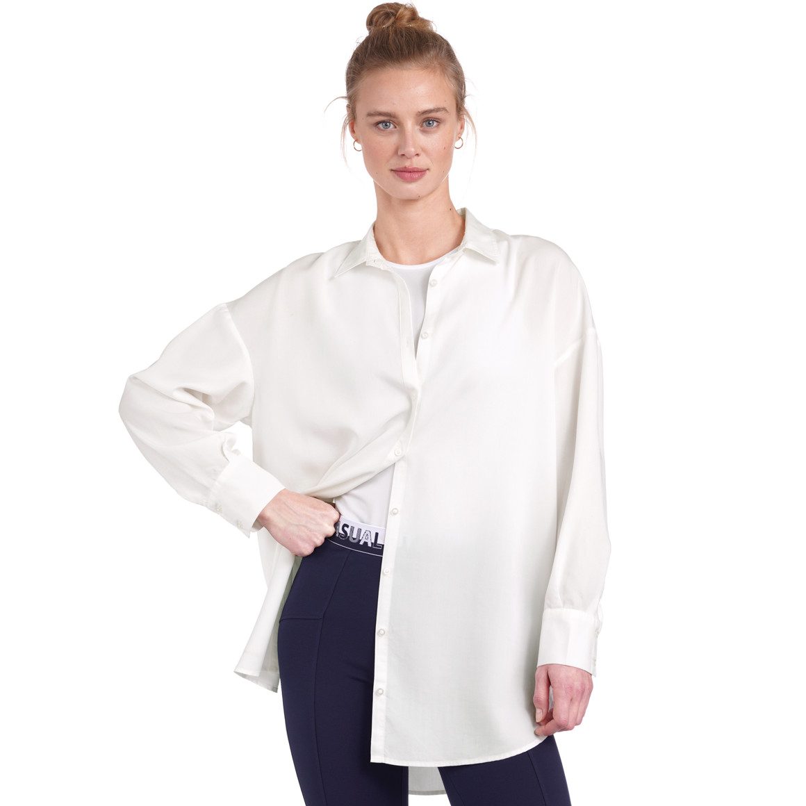 Damen Longbluse mit Kentkragen