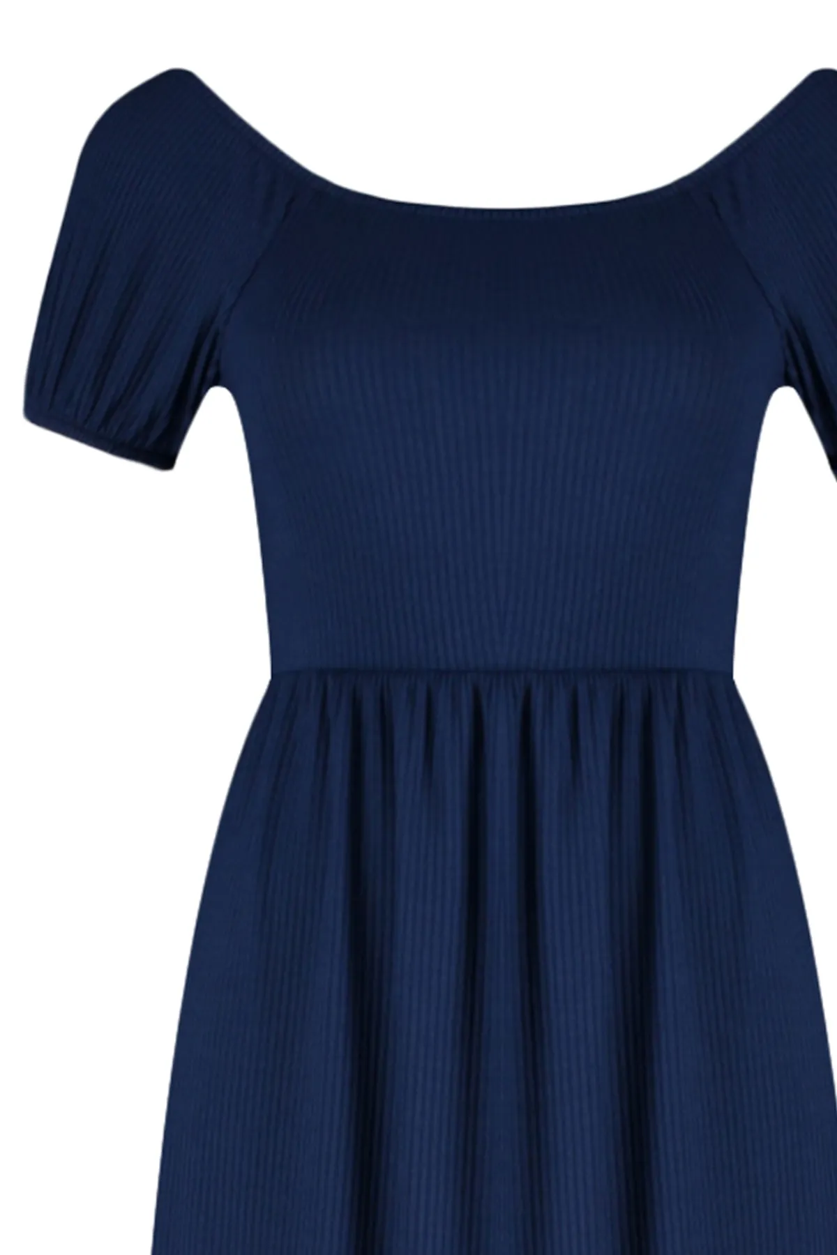 Trendyol Collection  Marineblaues Maxi-Strickkleid in A-Linie mit Carmenkragen TWOSS22EL0829