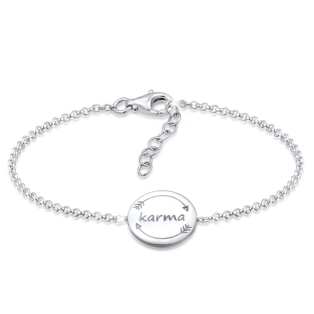 Elli Elli Bracelet Karma Wording Plättchen Boho Festival 925 Silber Bracelet
