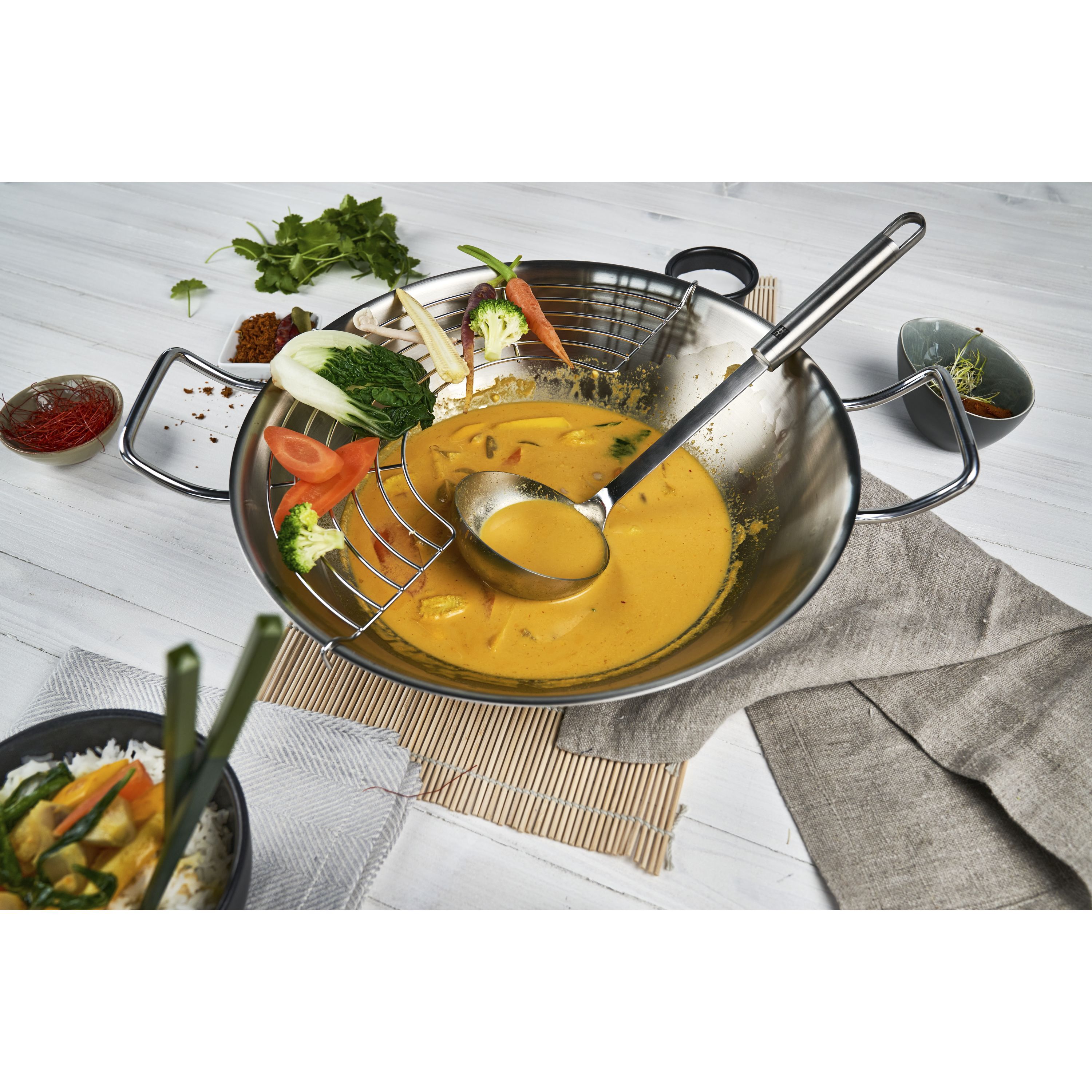 Wok 32 cm, 18/10 Edelstahl