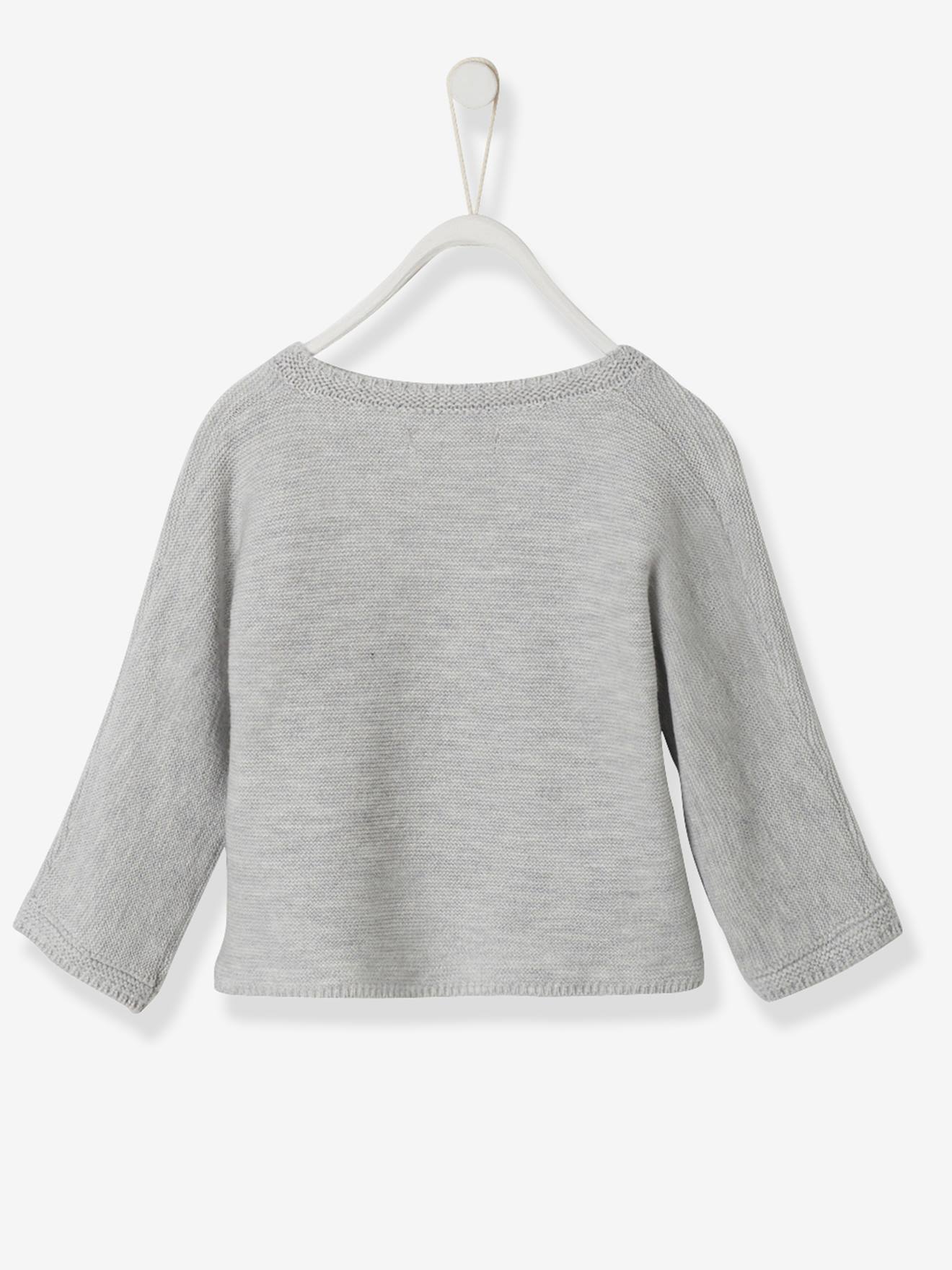 Brassière bébé en coton et laine bleu pale