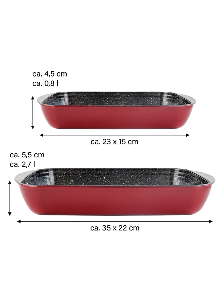 Stoneline Auflaufform Eckig Set 2-teilig in Rot günstig kaufen onesize
