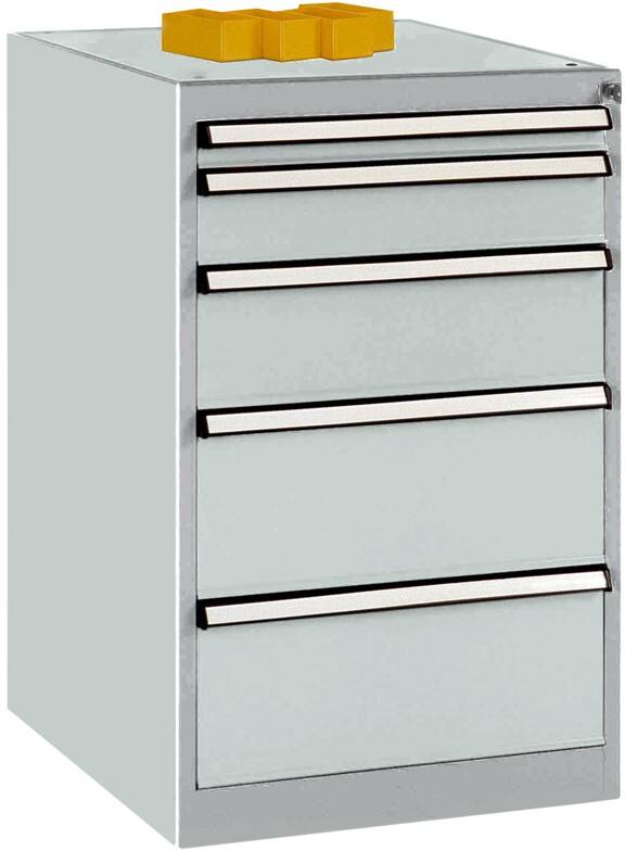 Manuflex Stationär Schubfachschrank 5 Schubfächer BASETEC Hellgrau 500 x 580 x 800 mm