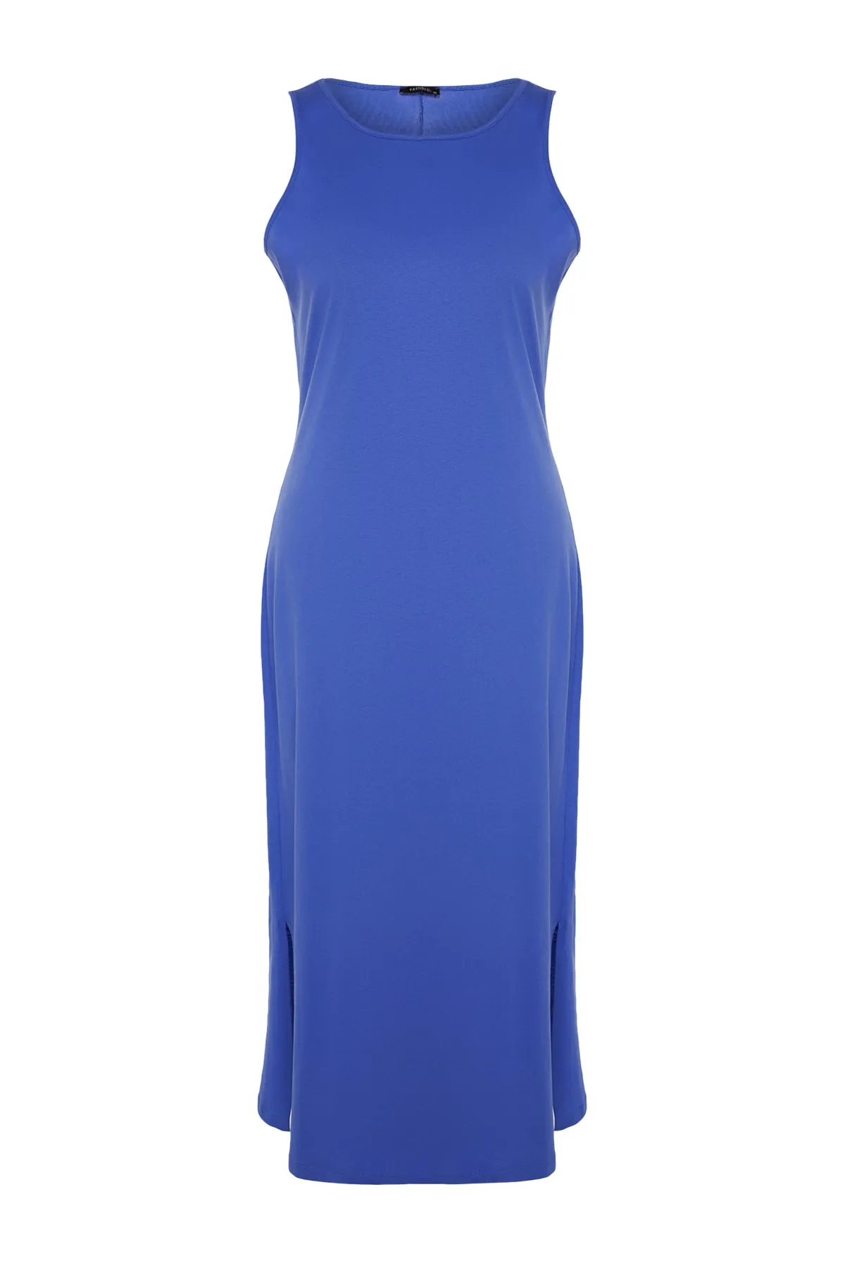 Trendyol Curve  Gerade geschnittenes Saks-Strickkleid mit Schlitz TBBSS22AH0162