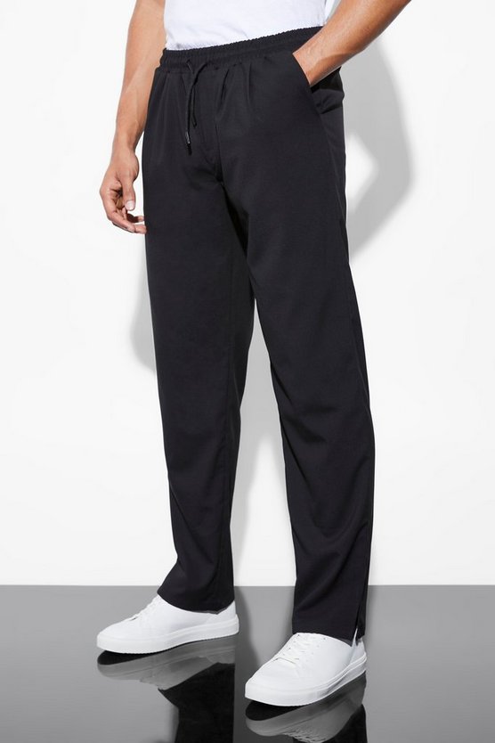 Elastische Hose mit geradem Bein und geteiltem Saum