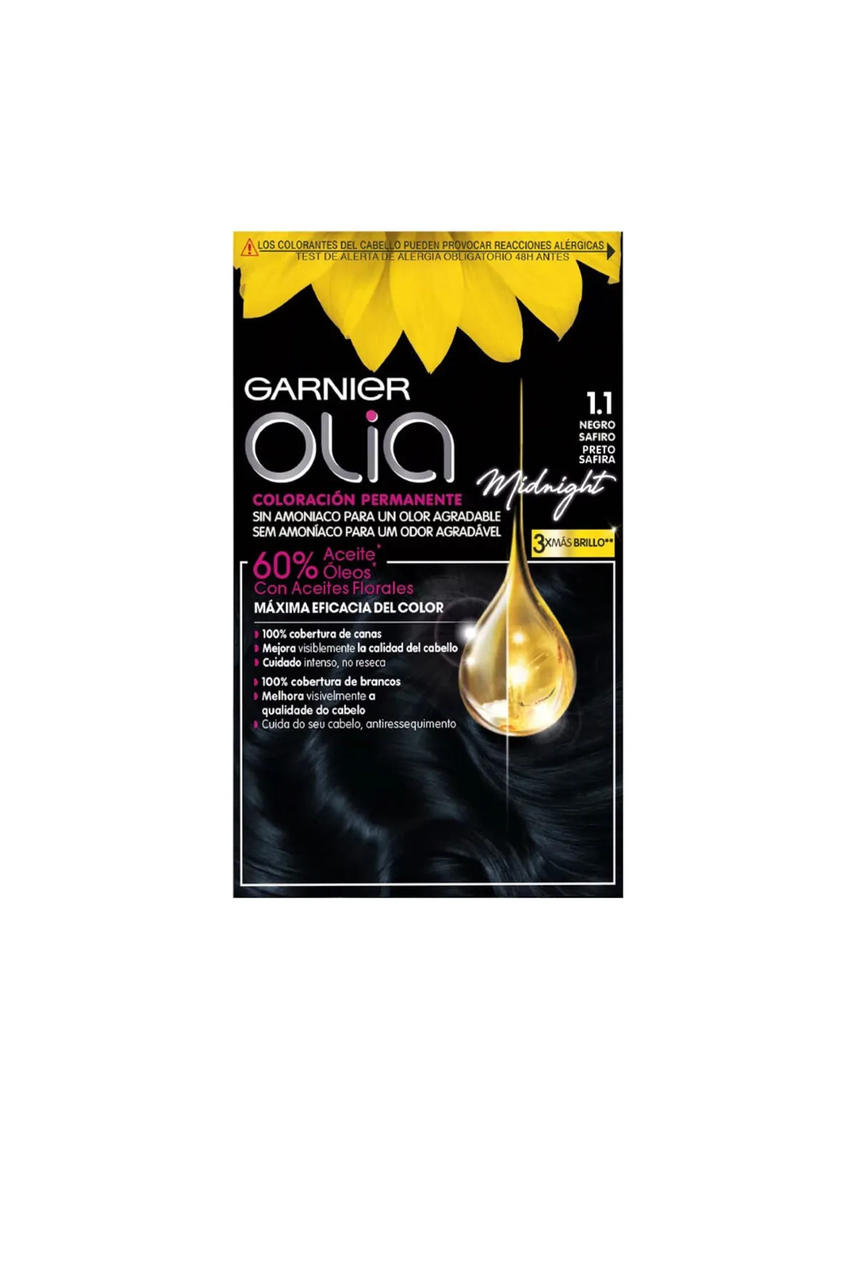 Garnier  Olia Coloración Permanente Nr. 1,10 Schwarzer Saphir Garnier 4 Stück