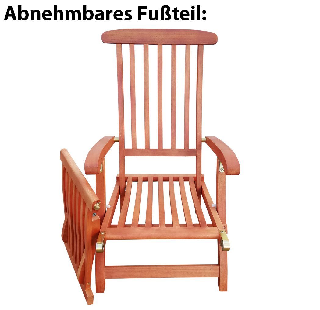 KMH Gartenliege Hartholz Deckchair (Eukalyptusholz) (101908)