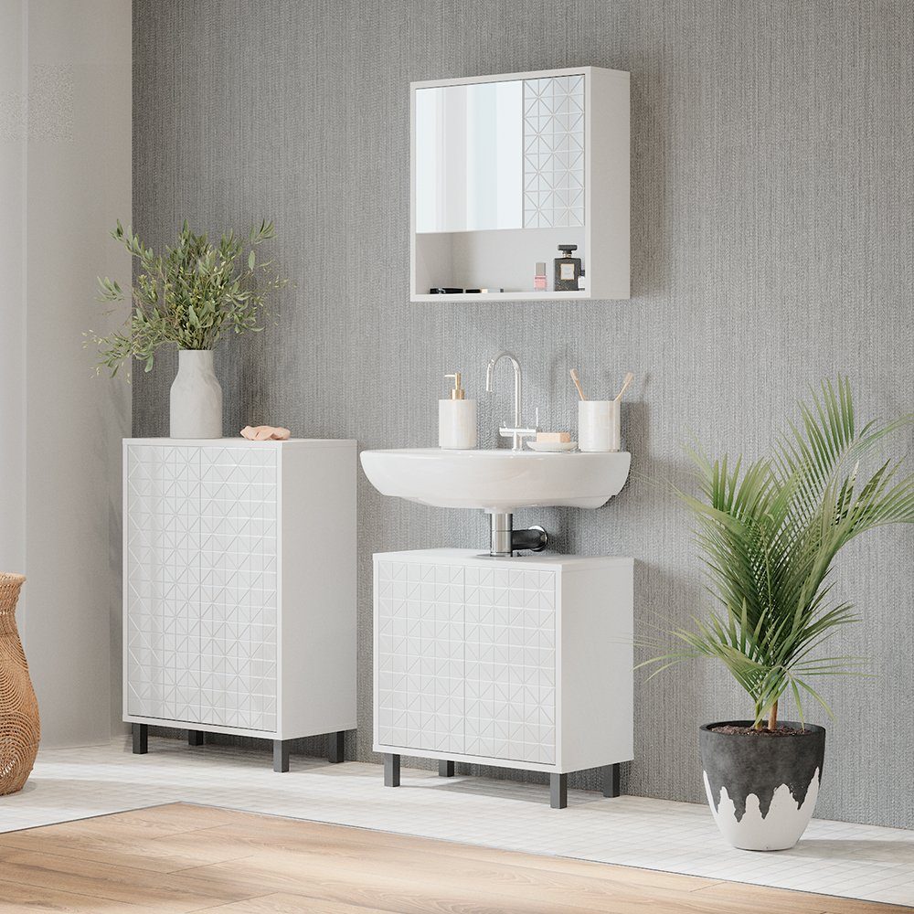 Vicco Badkommode Badezimmerschrank Kommode AGASTA Weiß Hochglanz