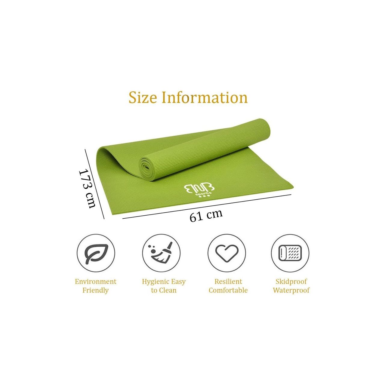 BnB Sports Sportmatte, Umweltfreundliche ungiftige dermophile PVC Premium Gymnastikmatte, Yogamatte & Badematte