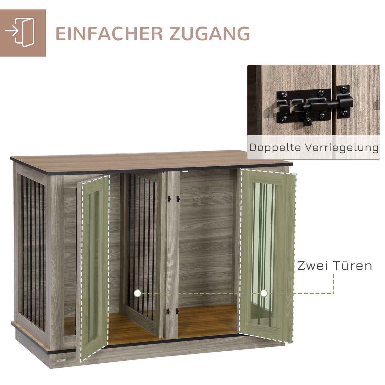 PawHut Hundekäfig Haustierkäfig mit herausnehmbarem Trennwand Hundehütte