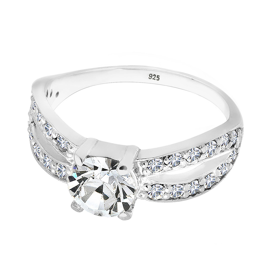 Elli Elli Bague Femmes Solitaire Glamoureux avec cristal en argent sterling 925 Bague