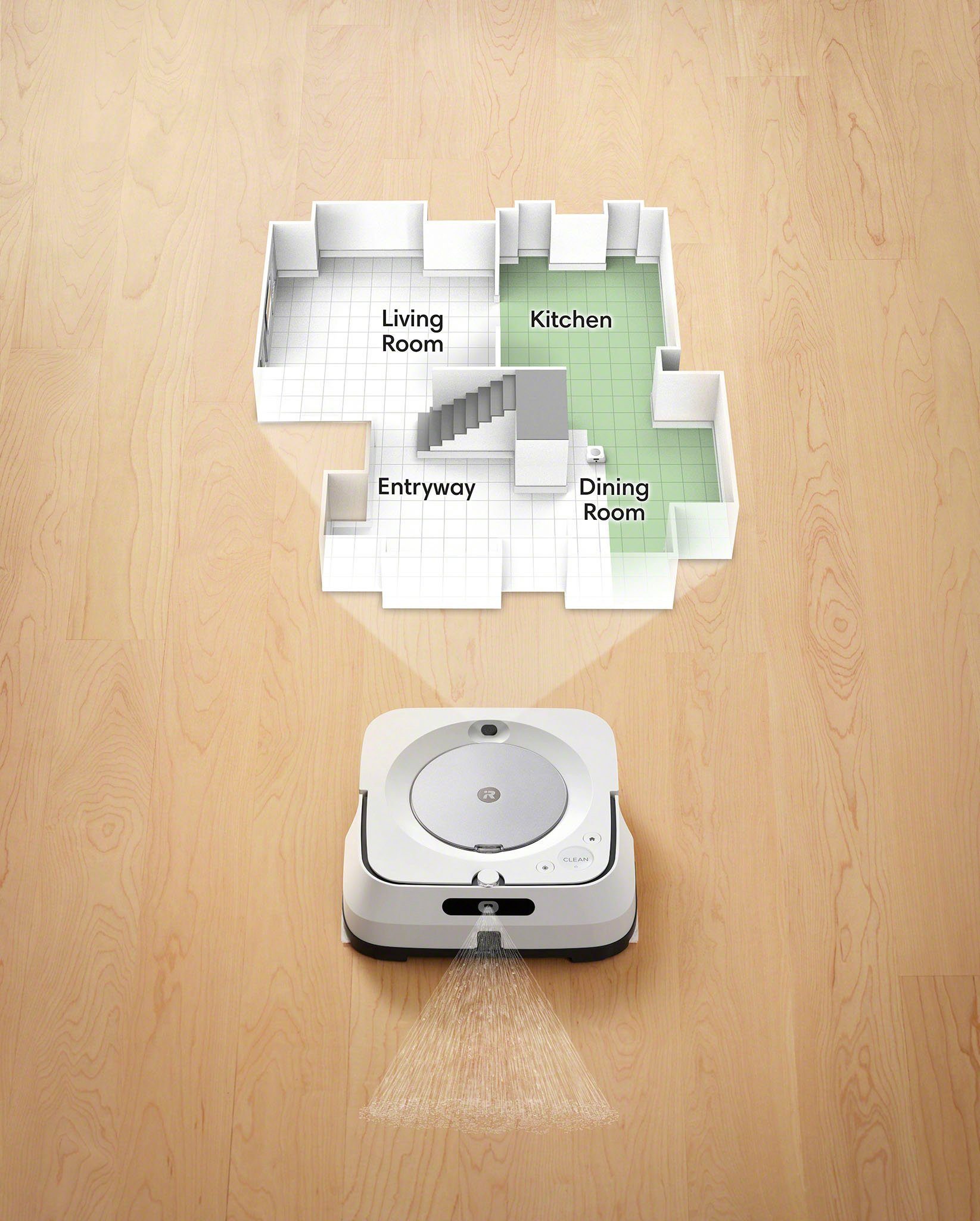 iRobot Wischroboter Braava jet m6 (m6138), beutellos, App-/Sprachsteuerung, Nasswischen und Trockenfegen, Kartierung