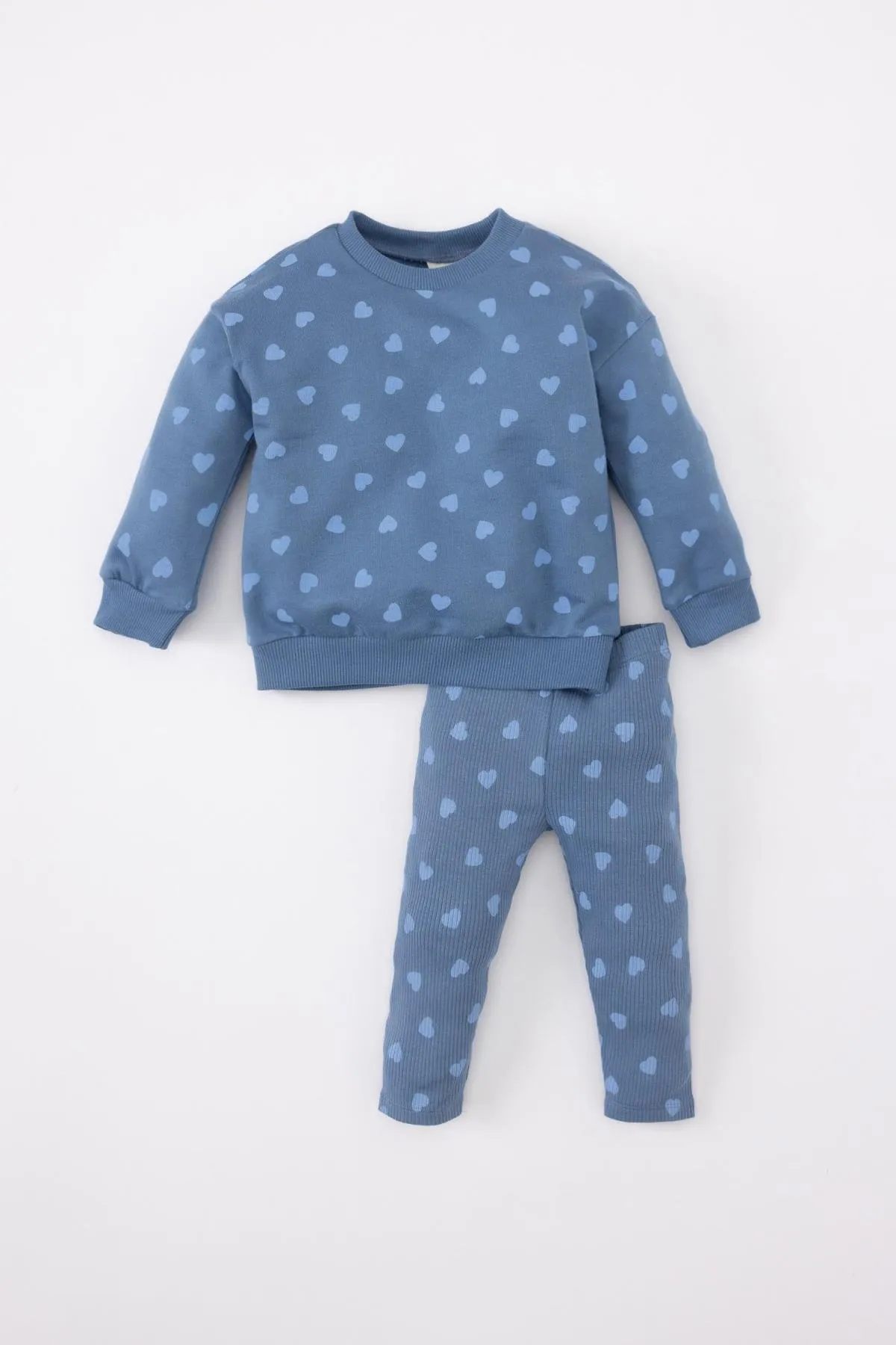 DeFacto  Herzgemusterte Sweatshirt-Strumpfhosen für Babys im 2er-Set