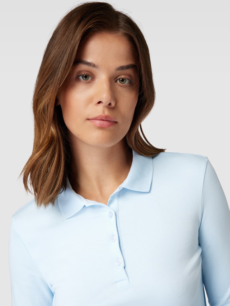Longsleeve mit Polokragen in hellblau