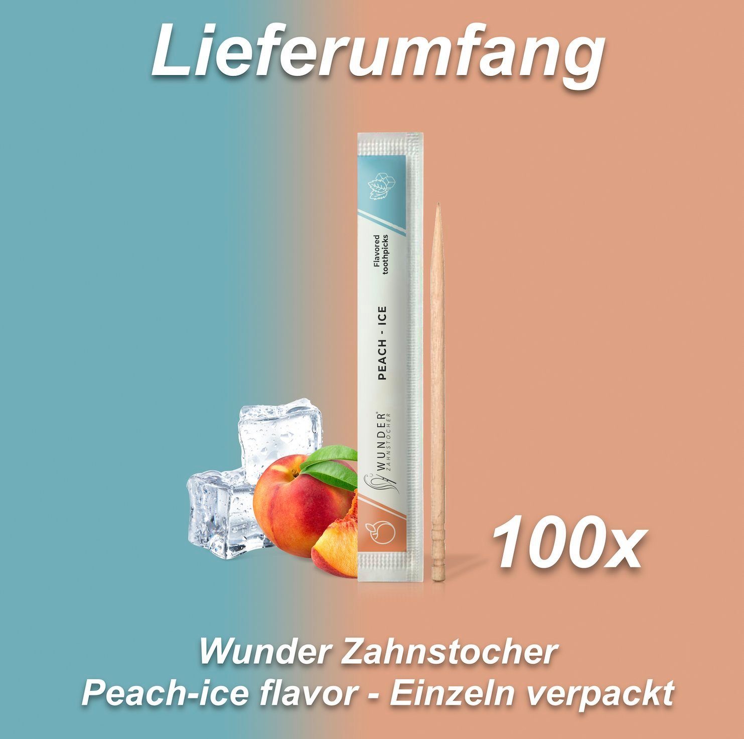 Wunder Zahnstocher Mundpflegecenter Wunder Zahnstocher - 100er Set Pfirsich/Ice Einzeln Verpackt