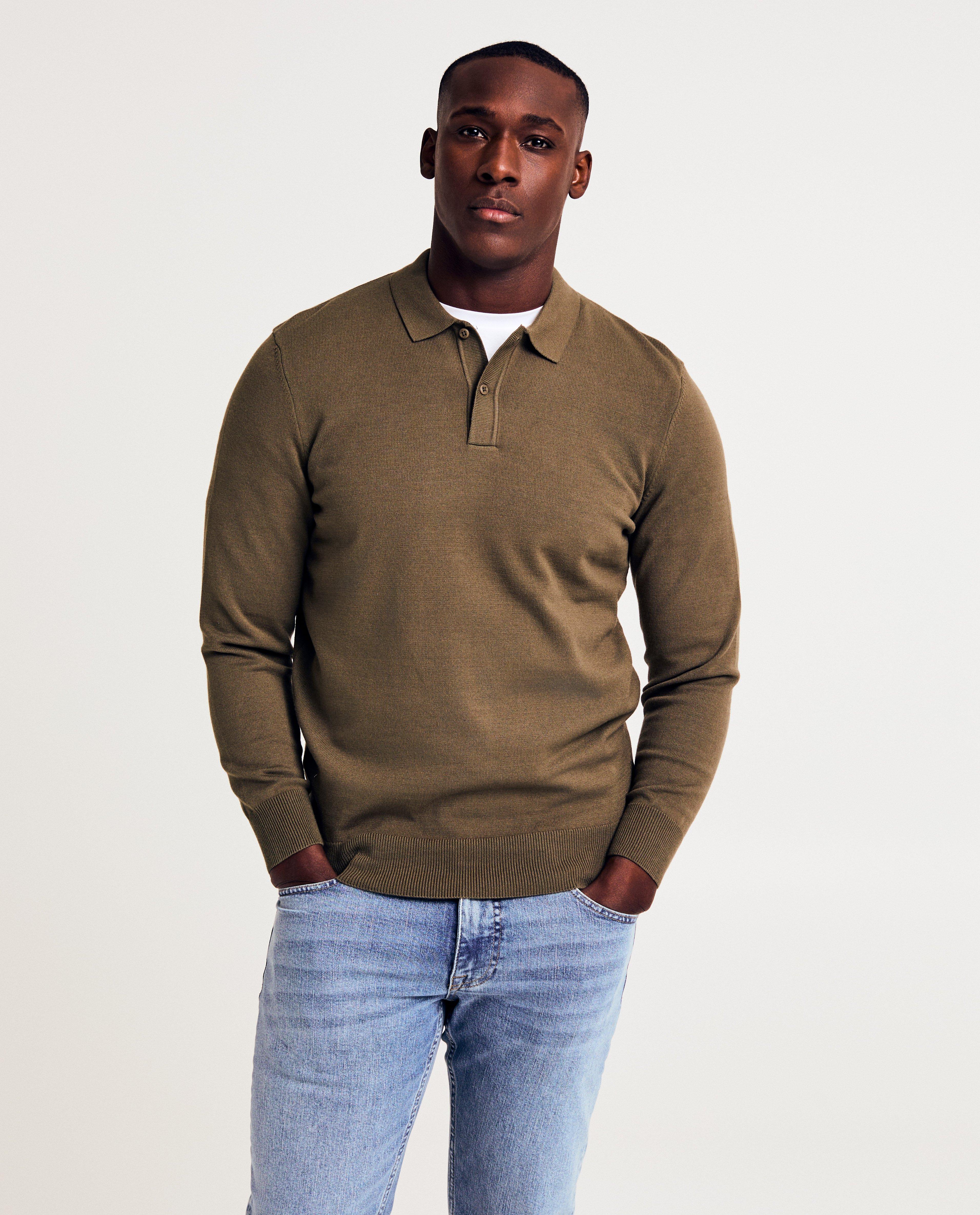 Grön pikétröja i khaki med quarterback-motiv