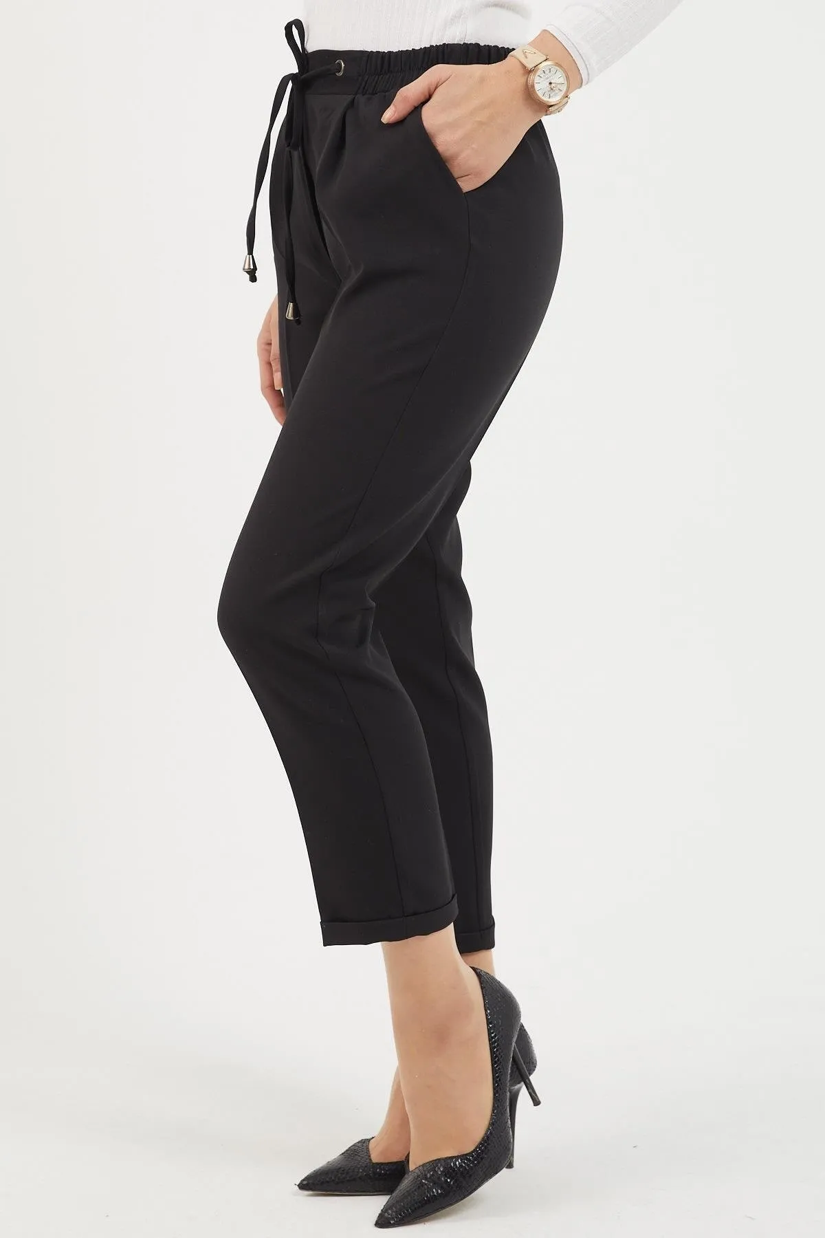 Modamihram  Hose mit elastischem Bund und doppeltem Bein, Schwarz 12211