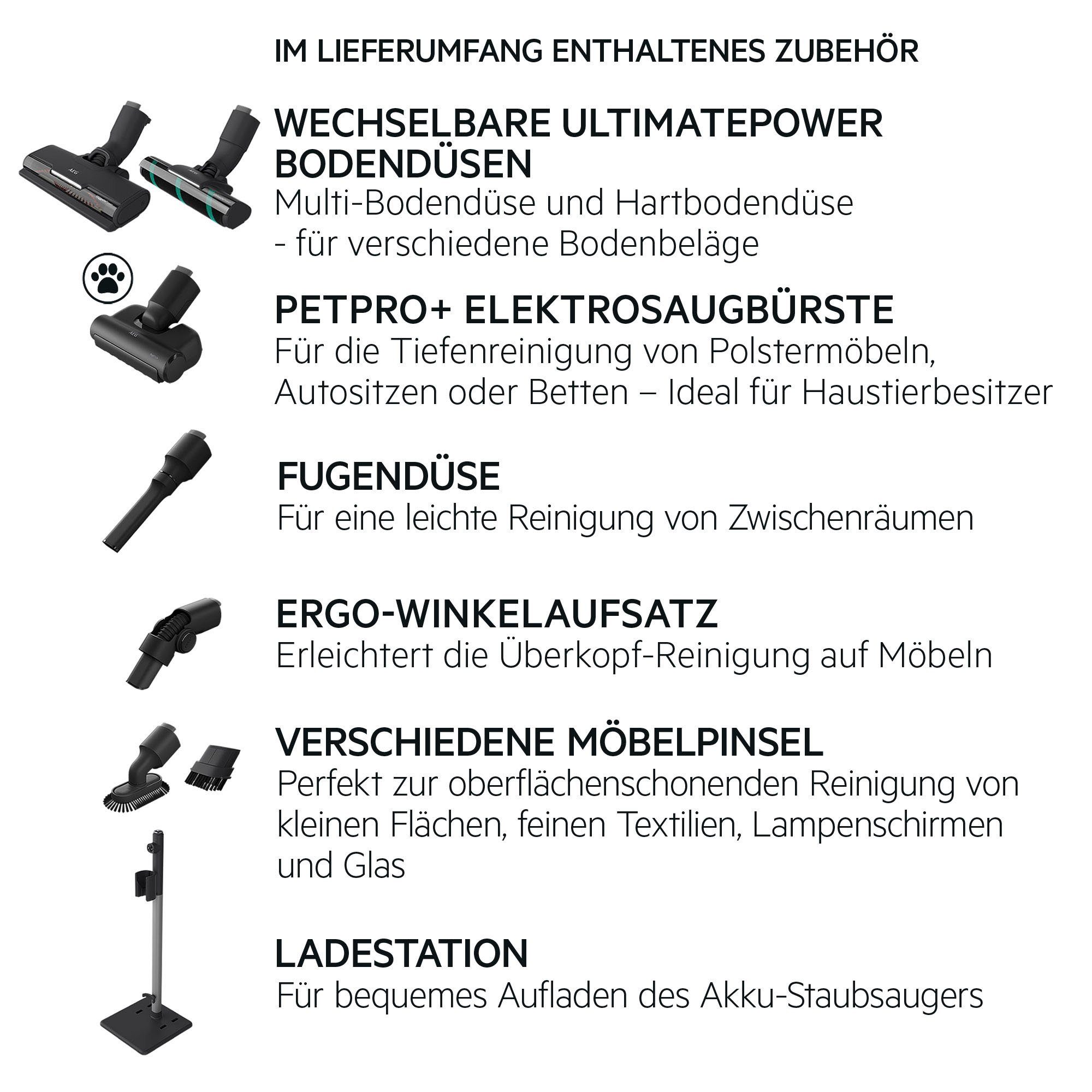 AEG Akku-Hand-und Stielstaubsauger ULTIMATE 7000 (AP71A142XN), beutellos, extrem leicht 2,2 kg, 60 % Recyclingmaterial, bis zu 50 Min. Laufzeit