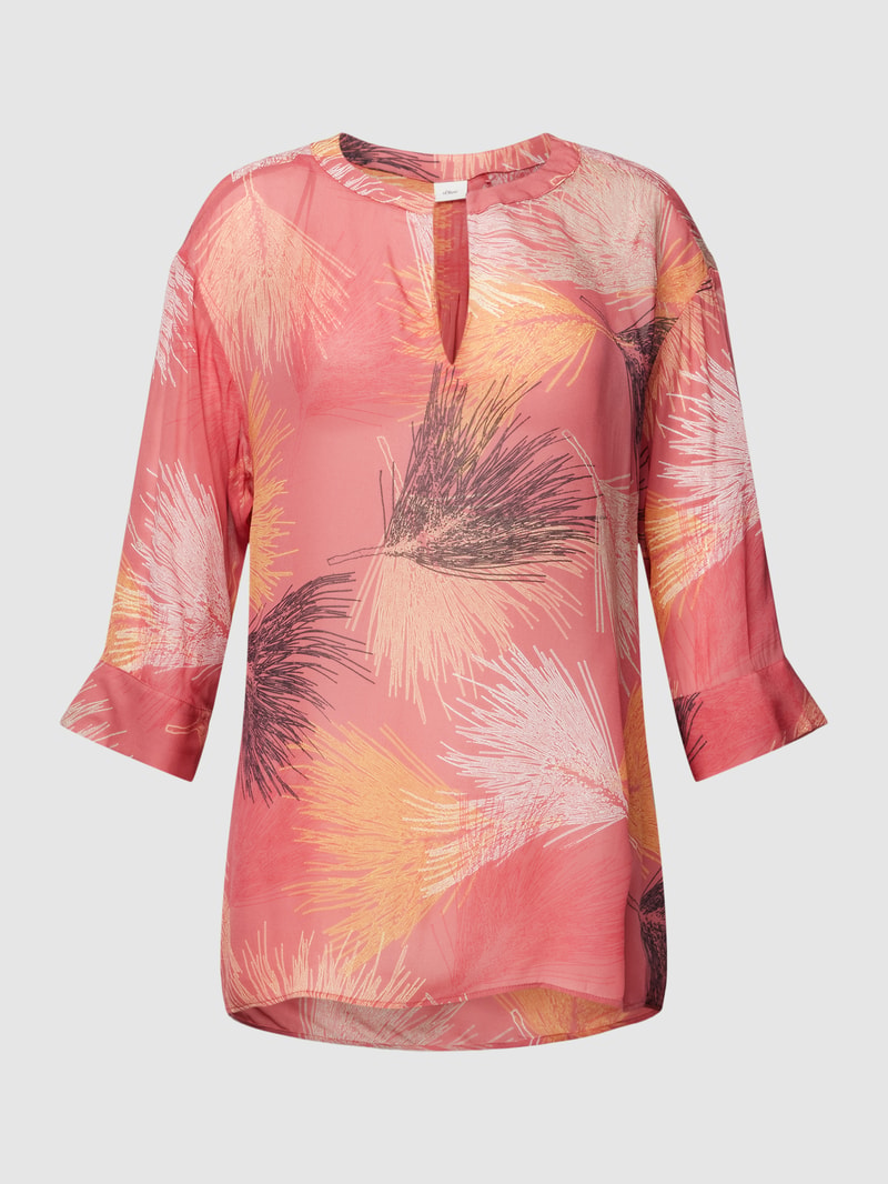 Bluse mit Tunikakragen in rot