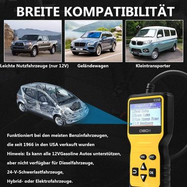 Hikeren Kfz-Diagnosegerät OBD2-Diagnosegerät, V310 KFZ-Fehlercode-Lesegerät, Mehrsprachiges & DTC-Definitionen
