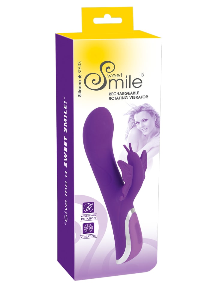 Sweet Smile Vibrator mit Klitorisreizer und Rotation Rechargeable Rotating Vibrator in lila günstig kaufen 23 cm