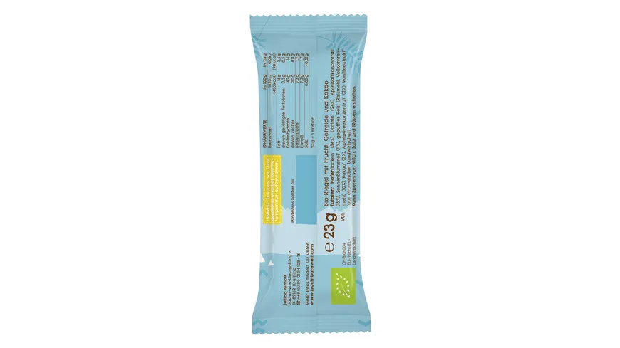 FRUCHTBAR Pausenfreunde Bio Riegel Knusper-Duo Hafer, Kakao, Apfel 69 g