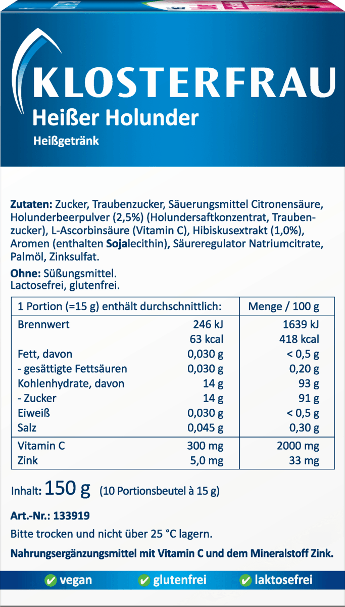Heißer Holunder Heißgetränk Beutel 10 St., 150 g