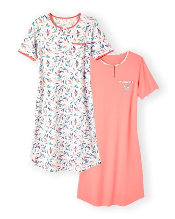 Lot de 2 chemises de nuit pur coton peigné