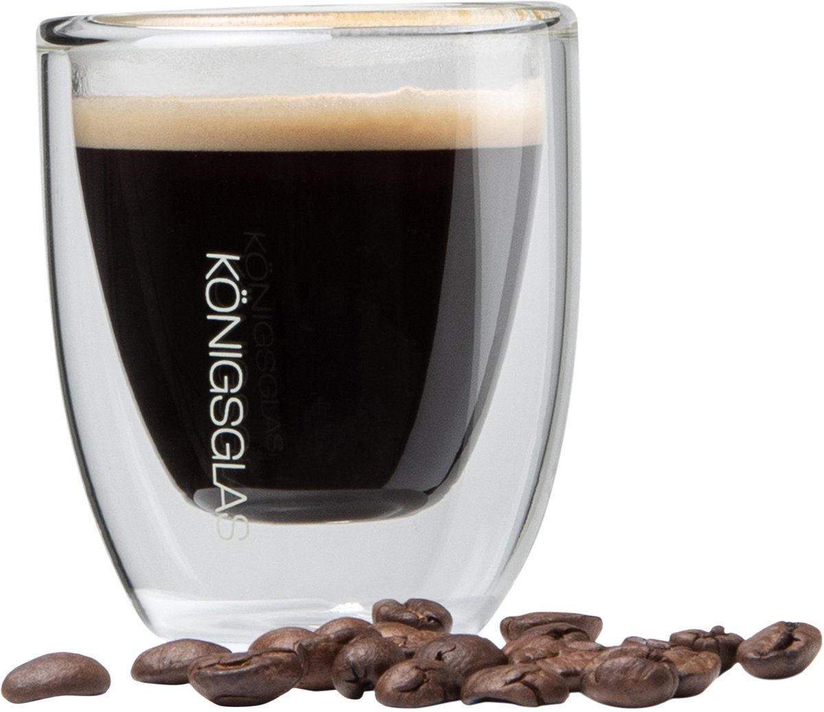 Königsglas Espressoglas Espresso Glas Set 80 ml doppelwandige Espressotassen, Thermogläser, handgefertigte Kaffee Gläser 2/4er Set Cappuccino Latte Macchiato