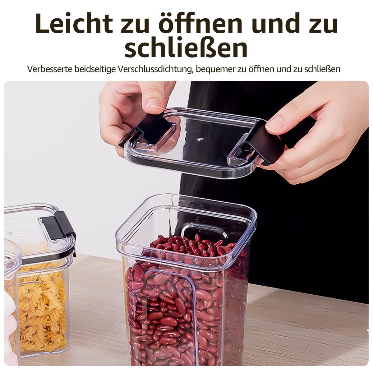 MULISOFT Vorratsdose, (460ml 900ml 1300ml 1800ml wählbar, 1-tlg., Frischhaltedosen BPA frei), Kunststoff Gewürzdosen Luftdicht Aufbewahrungsdosen Set