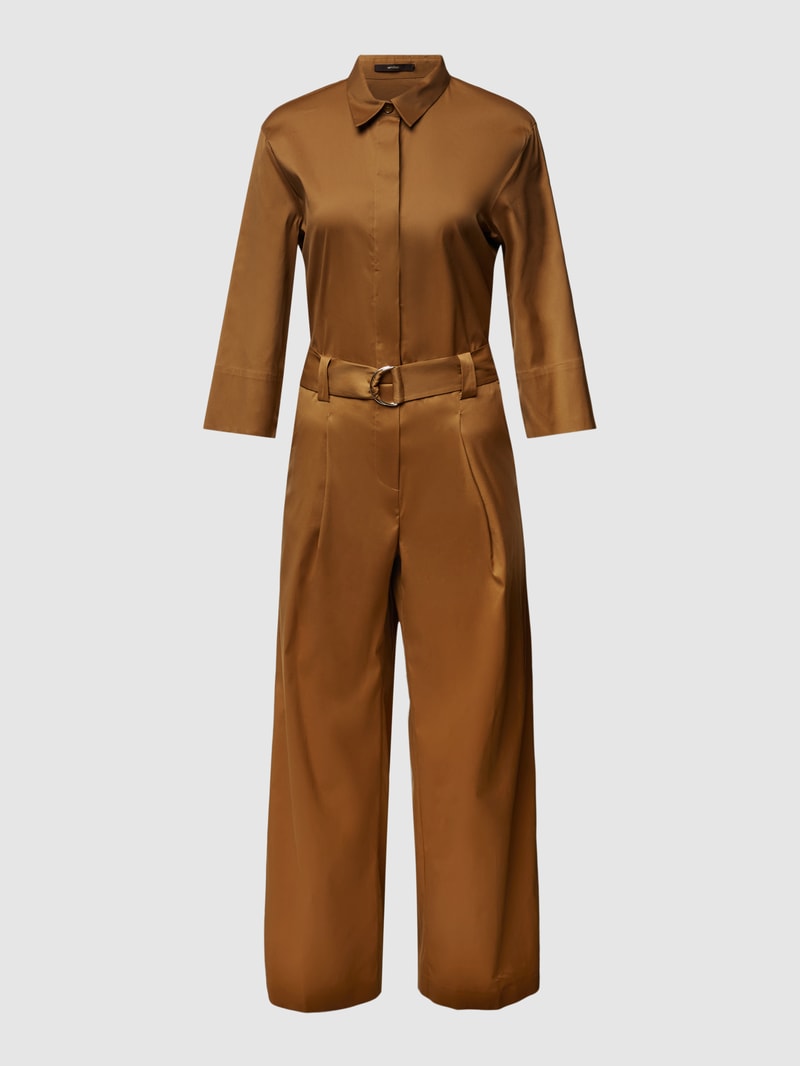 Jumpsuit mit Bindegürtel in mittelbraun