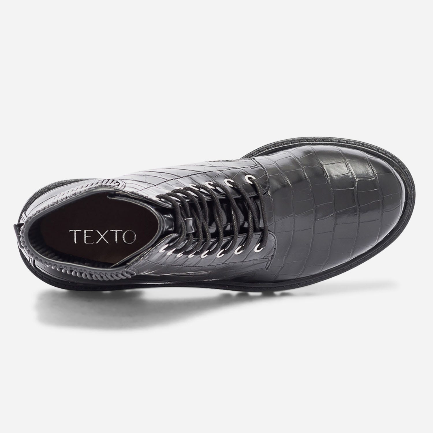 Bottine TEXTO noire effet croco