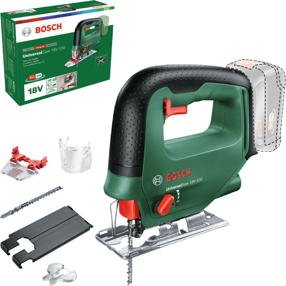 Bosch Green 0603011100 UniversalSaw 18V-100 Accudecoupeersaw akkumulátorok és töltő nélkül, dobozban